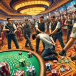 Macau casino employee being arrested